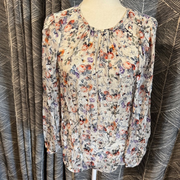 Rebecca Taylor Ruby Floral Silk Blend Top Sz 2 - Picture 1 of 6